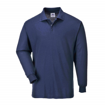 B212 Genoa Long Sleeved Polo Shirt Navy Medium