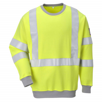 FR72 Flame Resistant Anti-Static Hi-Vis Sweatshirt Yellow Large