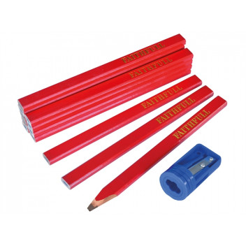 Faithfull Carpenter\'s Pencils Tube & Sharpener