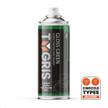 TYGRIS Gloss Green Acrylic Paint (RAL6001) 400mL Aerosol - P311