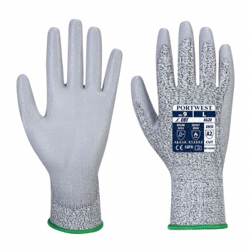 A620 LR Cut PU Palm Glove Grey Medium