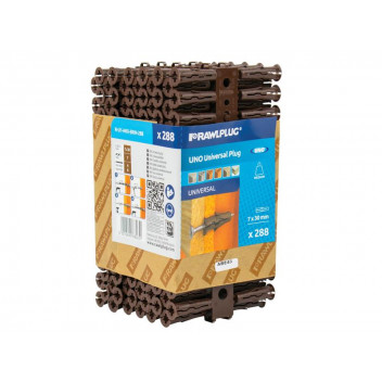 Rawlplug Brown UNO Plugs 7 x 30mm (Pack 288)