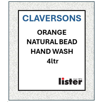 CLAVERSONS Orange Natural Bead Hand Wash Case 4 X 4 Litre Cartridge