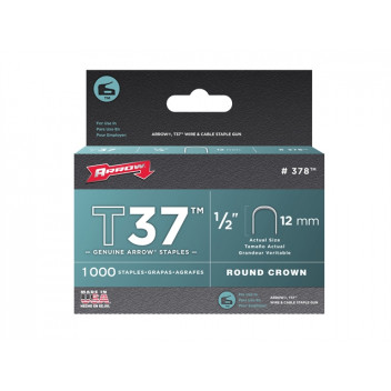 Arrow T37 Staples 12mm (1/2in) Box 1000