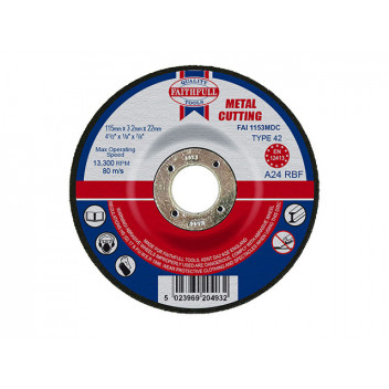 Faithfull Depressed Centre Metal Cutting Disc 115 x 3.2 x 22.23mm