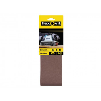Flexovit Cloth Sanding Belts 560 x 100mm Fine 120G (Pack of 2)
