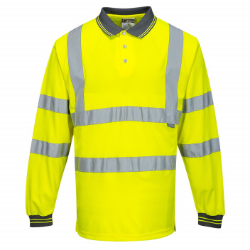 S277 Hi-Vis Long Sleeved Polo Yellow Small