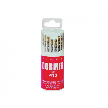 Dormer A094 No.413 HSS TiN Coated Drill Set of 13 1.5- 6.5mm x 0.5mm