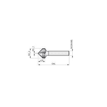16.50mm HSS 3 Flute 90deg Countersink (G136) OAL 60mm