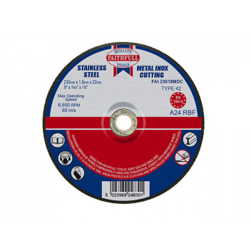 Faithfull Depressed Centre Stainless Steel Cutting Disc 230 x 1.8 x 22.23mm