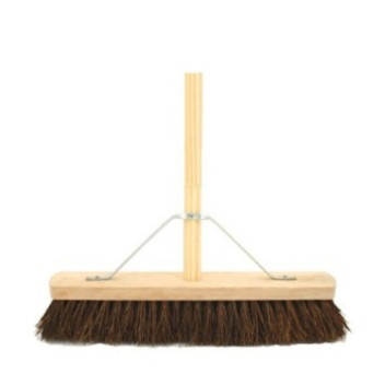 Broom complete with Handle Soft Coco Bristle 18 inch