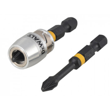 DEWALT Impact Torsion Bits PZ2 x 50mm (x2) and Magnetic Screwlock Sleeve