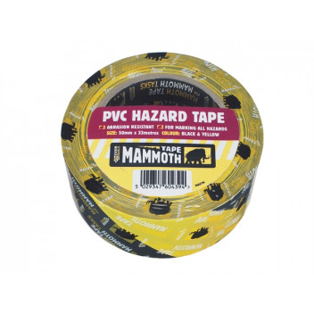 Everbuild PVC Hazard Tape Black / Yellow 50mm x 33m