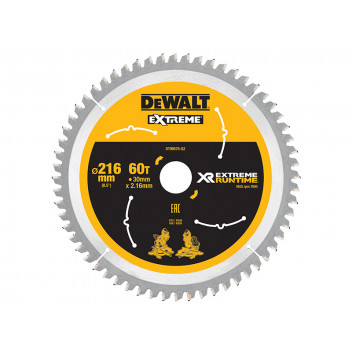 DEWALT FlexVolt XR Circular Saw Blade 216 x 30mm x 60T