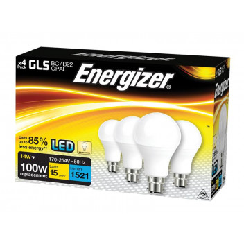 LED BC (B22) Opal GLS Non-Dimmable Bulb, Warm White 1521 lm 12.5W (4 Pack)