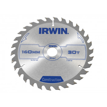 IRWIN Construction Circular Saw Blade 160 x 20mm x 30T ATB