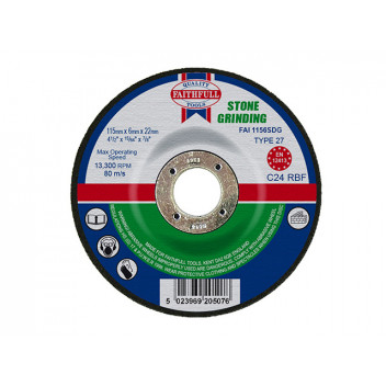 Faithfull Depressed Centre Stone Grinding Disc 115 x 6 x 22.23mm