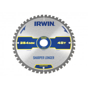 IRWIN Construction Mitre Circular Saw Blade 254 x 30mm x 48T ATB/Neg