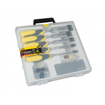 Stanley Tools DYNAGRIP Chisel with Strike Cap Set, 5 Piece + Accessories