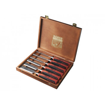 Bahco 424P-S6 Bevel Edge Chisel Set in Wooden Box, 6 Piece