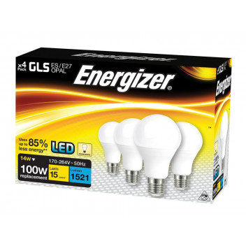 LED ES (E27) Opal GLS Non-Dimmable Bulb, Warm White 1521 lm 12.5W (4 Pack)