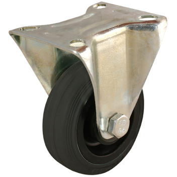 125MM FIXED CASTOR PLATE FTG - BLACK
