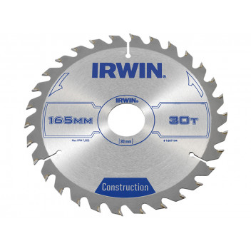 IRWIN Construction Circular Saw Blade 165 x 30mm x 30T ATB