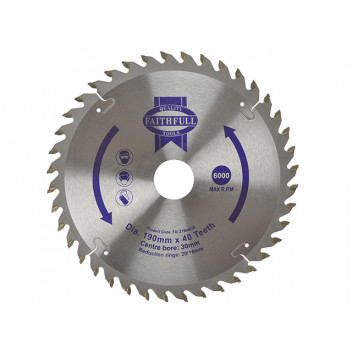 Faithfull TCT Circular Saw Blade 190 x 30mm x 40T POS