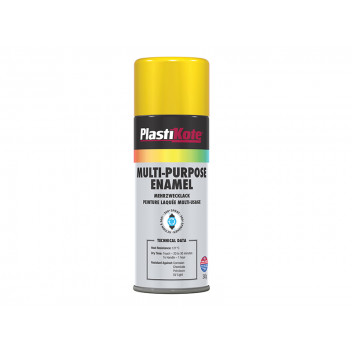 PlastiKote Multi Purpose Enamel Spray Paint Gloss Yellow 400ml