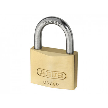 ABUS Mechanical 65IB/50mm Brass Padlock Stainless Steel Shackle Carded