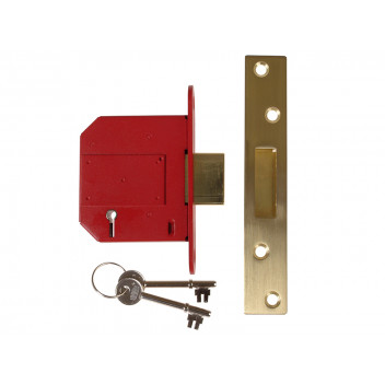 UNION StrongBOLT 2100S BS 5 Lever Mortice Deadlock 81mm 3in Satin Brass Visi