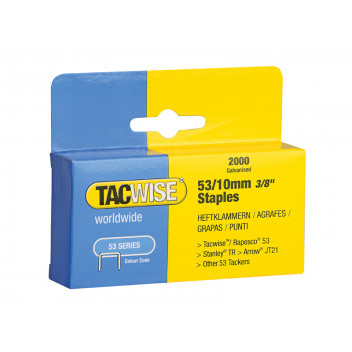 Tacwise 53 Light-Duty Staples 10mm (Type JT21 A) Pack 2000