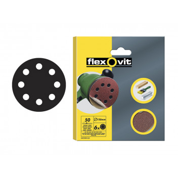 Flexovit Hook & Loop Sanding Discs 115mm Assorted (Pack of 6)