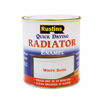 Rustins Quick Dry Radiator Enamel Paint Satin White 500ml