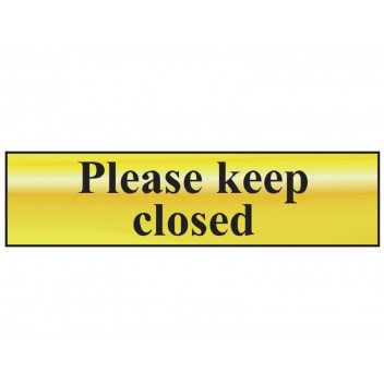 Scan Please Keep Closed - Polished Brass Effect 200 x 50mm