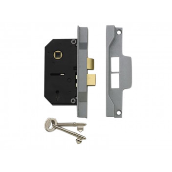 UNION 2242 2 Lever Mortice Rebated Sashlock Silver Enamel 65.5mm 2.5in Visi