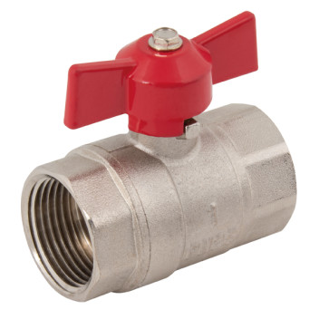 1/4\"BSPF Brass Ball Valve Red T Hdle