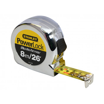 Stanley Tools PowerLock BladeArmor Pocket Tape 8m/26ft (Width 25mm)