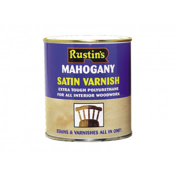 Rustins Polyurethane Varnish & Stain Satin Mahogany 500ml
