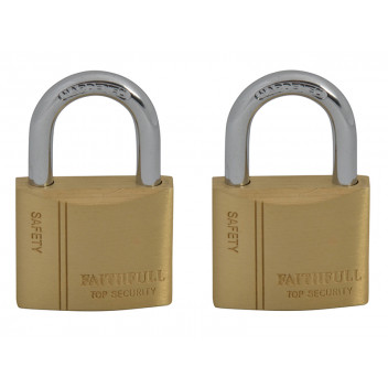 Faithfull Brass Padlock Keyed Alike 2 x 40mm
