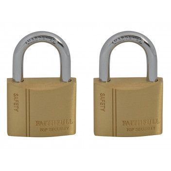 Faithfull Brass Padlock Keyed Alike 2 x 40mm