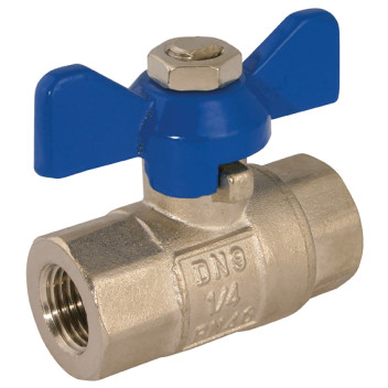 1/4\" BSPP Brass Ball Valve Blue Handle WRAS