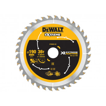 DEWALT FlexVolt XR Circular Saw Blade 190 x 30mm x 36T