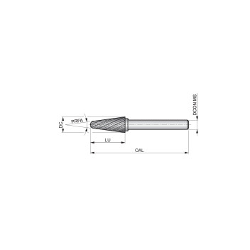 16mm Carbide Rotary Burr, Ball Nosed Cone, Shape L (P821)
