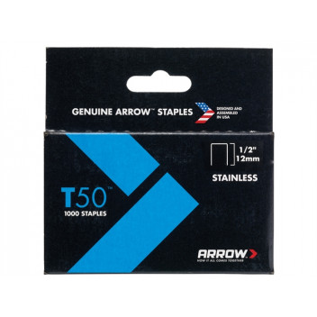 Arrow T50 Staples Stainless Steel 508SS 12mm (1/2in) Box 1000