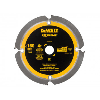 DEWALT Extreme PCD Fibre Cement Saw Blade 160 x 20mm x 4T