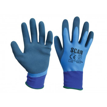 Scan Waterproof Latex Gloves - M (Size 8)