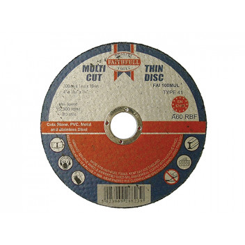 Faithfull Multi-Purpose Cutting Discs 100 x 1.0 x 16mm (Pack of 10)