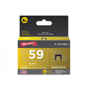 Arrow T59 Insulated Staples Black 6 x 8mm Box 300