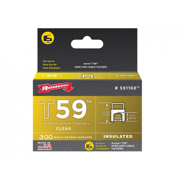 Arrow T59 Insulated Staples Clear 6 x 6mm Box 300